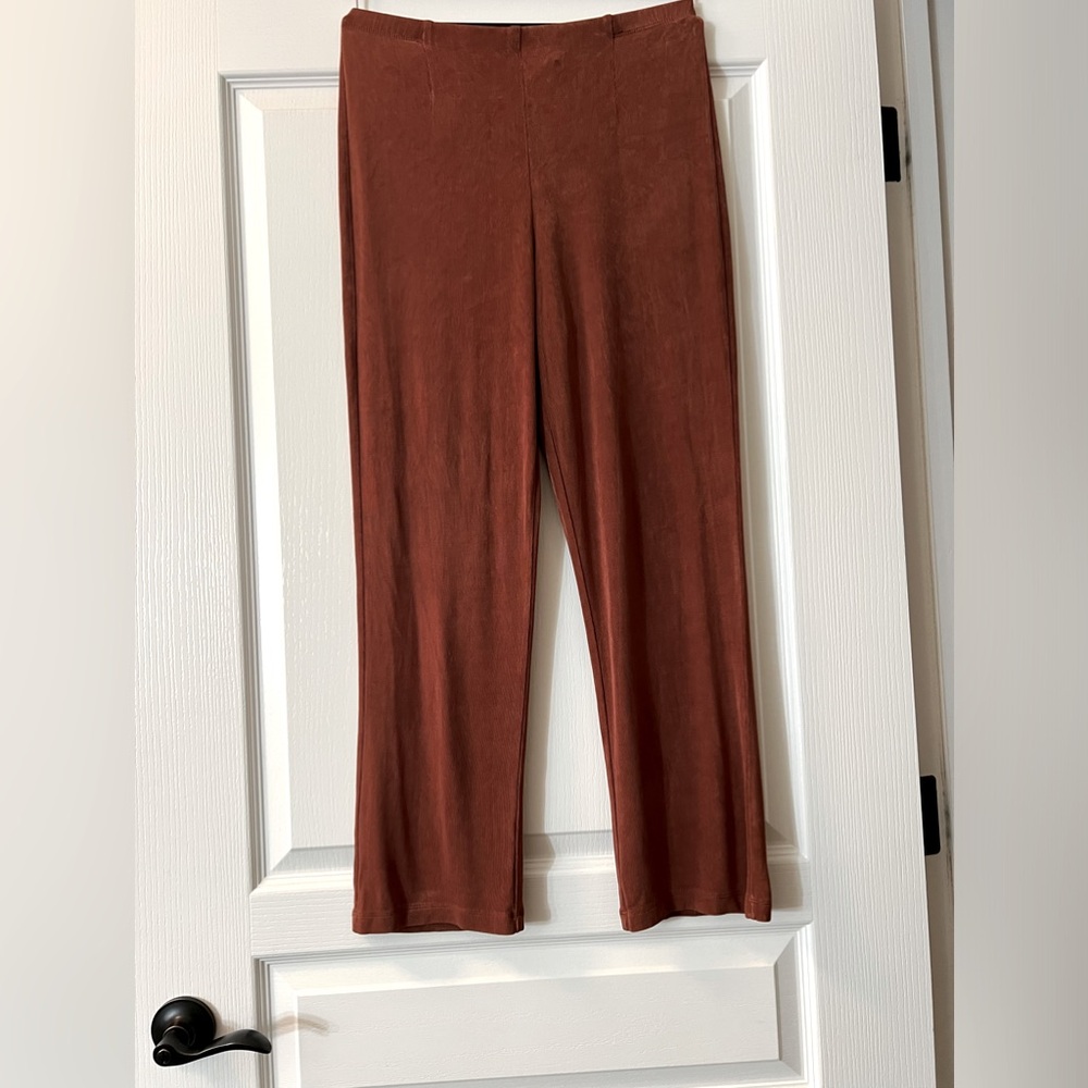 CHICO'S Travelers Classic No Tummy Pants in Rust Brown Size 1 short
